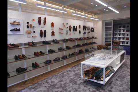 This is a beguilingly simple layout but what it does do is get across the message that everything that is on view is the product of a British shoemaker and is made in Britain.